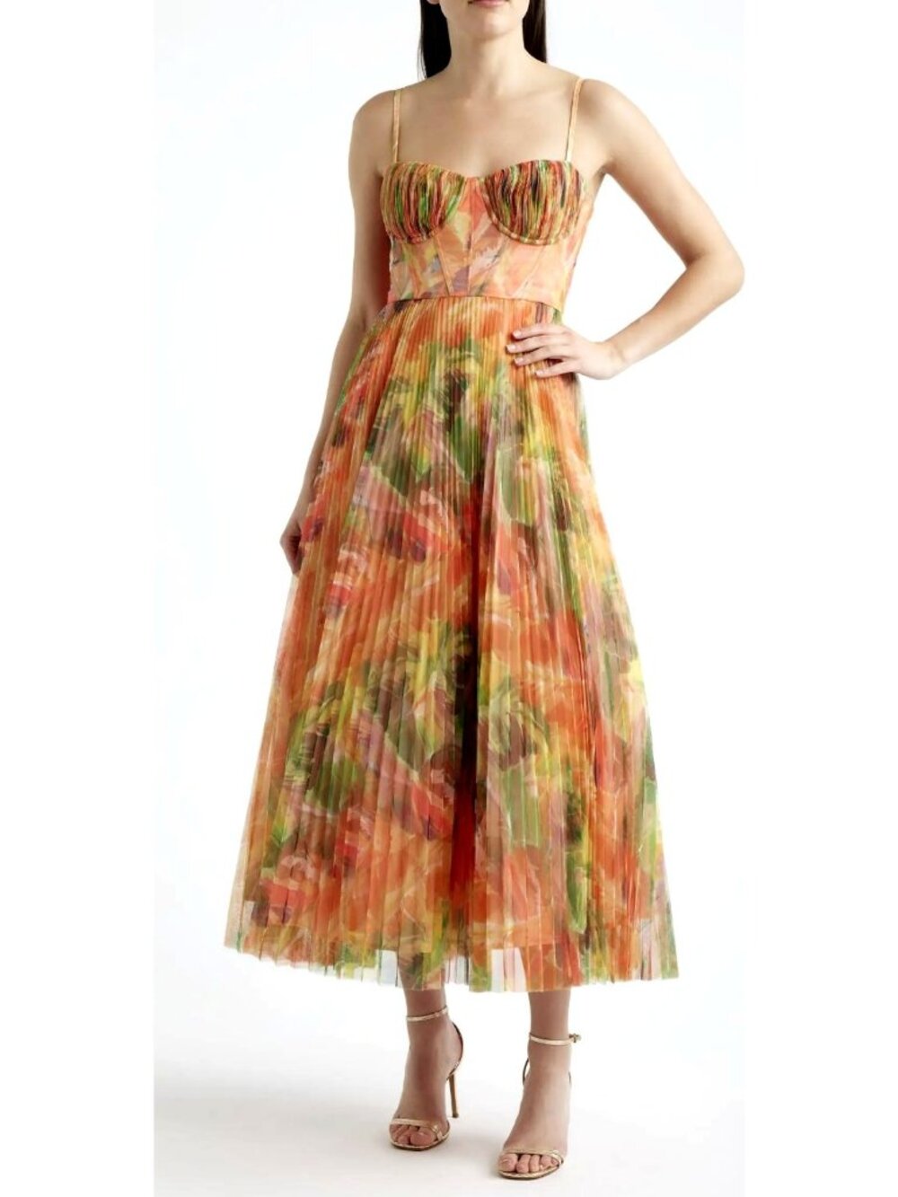 Hutch Size Small Pleated Waterfall Corset Maxi Dress New